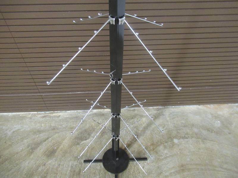 (5) 16 Arm Metal Handbag Display Racks, New, Assembly Required. Assembled Dimensions 27 x 27 x 74 Tall.