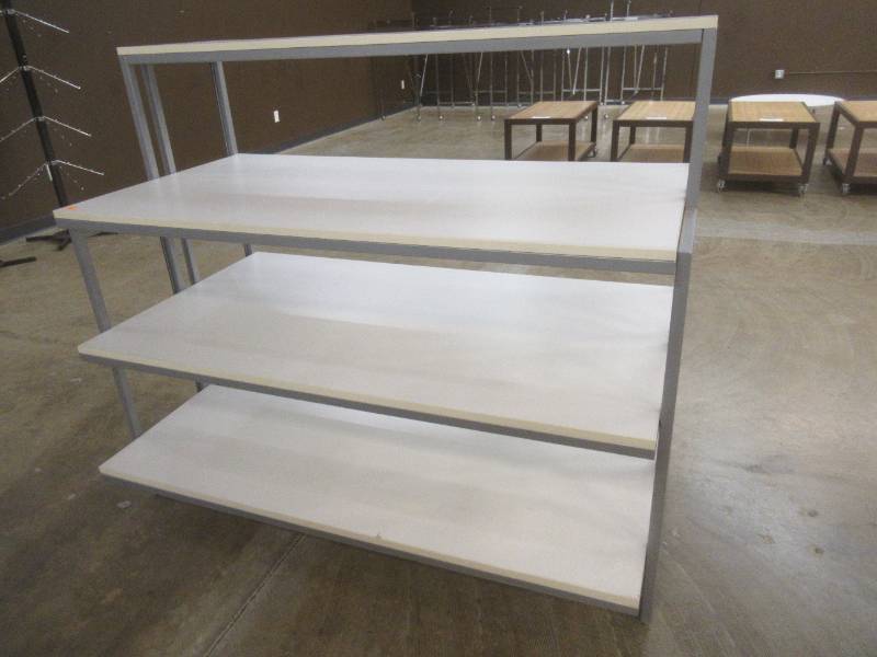 4-Tier Display Shelving, Approximate Dimensions 60 x 34 x 51 Tall. Slight Scratch and Dent.