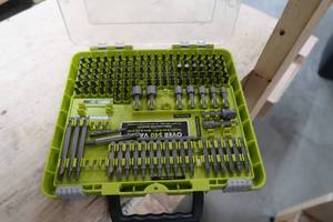 LARGE DRILL BIT SET & MISC TOOLS