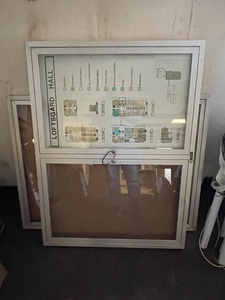 2 Large Glass Door Bulletin Board Cabinets