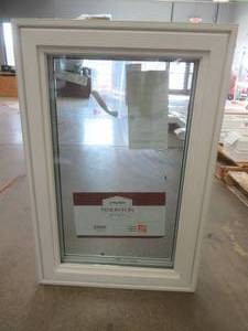 Simonton 6500 Series Casement Window in White Vinyl with Screen - Single Cam - 24 in x 36 in x 3 14 in wall (SLIGHT SCRATCH & DENT)
