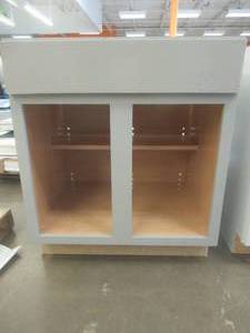 Hampton Bay Shaker Dove Gray Stock Assembled Base Kitchen Cabinet with Ball-Bearing Drawer Glides (30 in. x 34.5 in. x 24 in.) (MISSING DOORS)