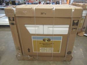Hampton Bay Hampton Satin White Raised Panel Stock Assembled Sink Base Kitchen Cabinet (36 in. x 34.5 in. x 24 in.)