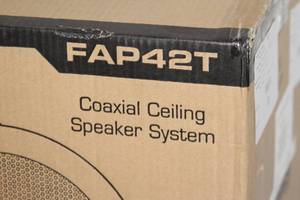 lot 28 image: PAIR of NEW Atlas Sound FAP42T-UL2043 In-Ceiling 4 Pro Audio Speakers with 16-Watt 70100V Transformer