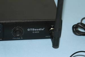 lot 43 image: GTD Audio Wireless Microphone System with 2 Beltpack Transmitters & Headworn Microphones & Rackmount Receivers