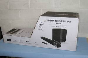 lot 51 image: Klipsch Cinema 400 Home Theater Audio System 2.1 Sound Bar Soundbar with 8 Wireless Subwoofer Sub Woofer - New