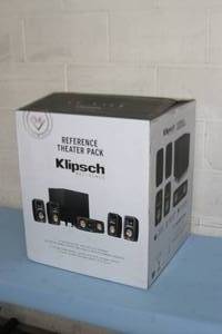 lot 54 image: Klipsch Reference Theater Pack 5.1 Surround Sound Audio System with Wireless Subwoofer - MSRP $1,264