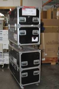 lot 60 image: Lot of 2 - Large Hard Sided Road  Travel  Shipping Equipment Cases with Heavy Duty Casters - Stackable  Stacking
