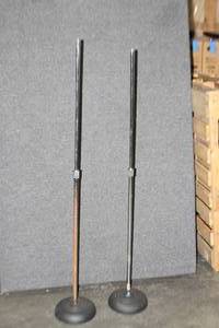 lot 65 image: Lot of 2 Height Adjustable Pro Audio Microphone Stands with Heavy Round Bases