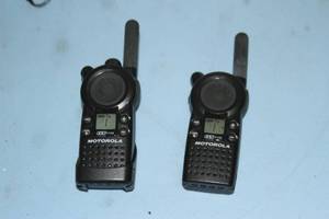 lot 91 image: Pair of Motorola CLS1110 2-Way Radio Walkie-Talkies with Charging Stations - 5-Mile Range