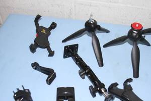 lot 92 image: Miscellaneous Lot of iPhone iPad Mobile Phone & Tablet Mounting Items Mini Tripods Selfie Stick & Accessories