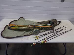 lot 27 image: Bear Whitetail Hunter Bow with Arrows and Case