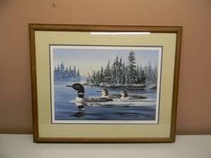 lot 9 image: James H. Killen  Quiet Waters Loon Lake - Professionally Framed & Signed - VERY NICE - AWESOME PIECE - APPROX 31 By 24 - SEE PICTURES