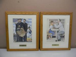 lot 17 image: 2 - VINTAGE NORMAN ROCKWELL Framed Art -  - VERY COOL PIECES - APPROX 19 By 23 - SEE PICTURES