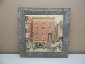 lot 18 image: VINTAGE NORMAN ROCKWELL Framed Art - IN VINTAGE FRAME - VERY COOL PIECE - APPROX 24 By 24 - SEE PICTURES