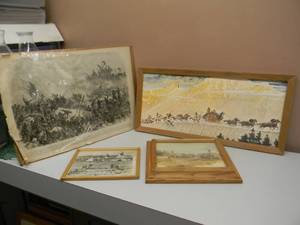 lot 20 image: 4 VINTAGE OLD WEST  AMERICAN INDIAN PRINTS 3 WITH FRAMES - VERY COOL SET - SEE PICTURES