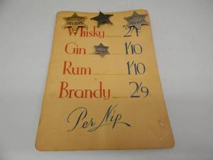 lot 37 image: VINTAGE HANGING CARDBOARD SIGN WITH METAL SHERIFF BADGES - VERY UNIQUE PIECE - VERY COOL SET - SEE PICTURES