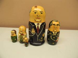 lot 42 image: VINTAGE Russian Leader Nesting Dolls Gorbachev & 4 MORE - NICE - SEE PICTURES