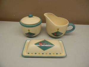 lot 47 image: NEW OLD STOCK - VINTAGE CocaCola THE DELI Cream & Sugar Set & Butter Tray - GREAT SET - SEE PICTURES