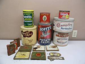 lot 69 image: VINTAGE COLLECTION OF VARIOUS TINS - SOME NICE PIECES - SEE PICTURES