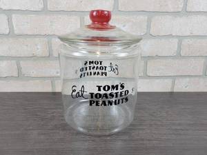 lot 3059 image: Antique Toms Roasted Peanuts Sales Jar - Approx. 9.5 Tall x 7 Diameter