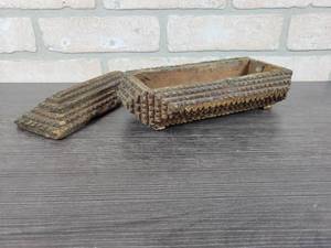 lot 3082 image: Antique Tramp Art Carved Box - Approx. 9 x 4.5 x 4