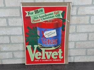 lot 3098 image: Vintage Original Velvet Tobacco Christmas Poster - Approx. 18 x 12.5