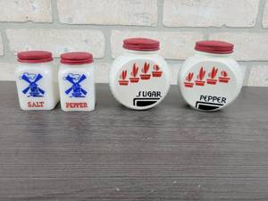 lot 3099 image: Vintage Salt, Pepper and Sugar Shakers - Milk Glass
