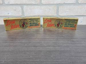 lot 3101 image: (2) Vintage Lone Rider Extra Loud Paper Caps for Cap Guns - 40 rolls Per Box - Sealed Boxes