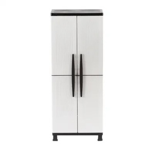 lot 110 image: HDX Plastic Freestanding Garage Cabinet in Gray (27 in. W x 68 in. H x 15 in. D)