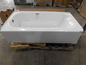 lot 32 image: Bootz Industries Bootzcast 60 in. Left Drain Rectangular Alcove Soaking Bathtub in White