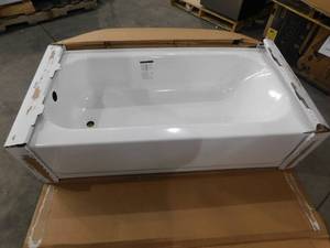 lot 33 image: Bootz Industries Bootzcast 60 in. Left Drain Rectangular Alcove Soaking Bathtub in White