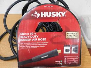 lot 66 image: Husky 38 in. x 50 ft. Heavy-Duty Rubber Hose