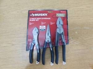 lot 72 image: Husky High-Leverage Long Nose Pliers Set (3-Piece)