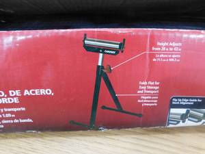 lot 118 image: 43 in. Stationary Steel Roller Stand with Edge Guide