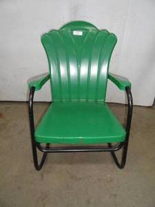 lot 13 image: Green vintage metallic rocking chair