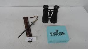 lot 148 image: Vintage binocularssteelearplugs