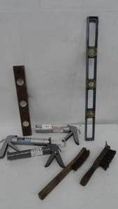 lot 160 image: Shop Items - Wire Brushes, Caulking Guns, 2 Levels