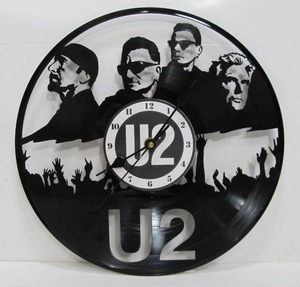 lot 39 image: Very Cool Working Die-Cut U2 Vinyl Record Wall Clock