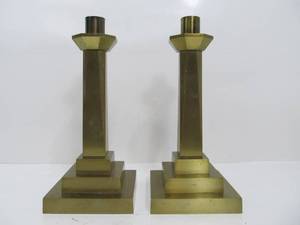 lot 76 image: Excellent Quality 1930s era Deco Brass Candle Stands