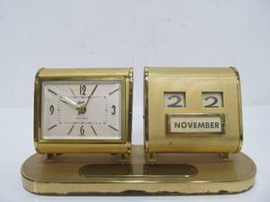 lot 66 image: Quality Vintage German LINDER Desk Clock 7 Jewel Perpetual Calendar