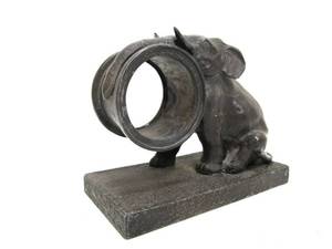 lot 73 image: Old Vintage 1930s era Deco Iron Elephant Napkin Holder