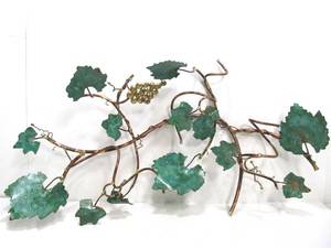 lot 100 image: Large Vintage EnameledPainted Copper Vine Wall Sculpture