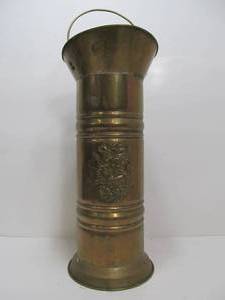 lot 105 image: Large Vintage Dutch Embossed Brass Coal Scuttle or Umbrella Stand