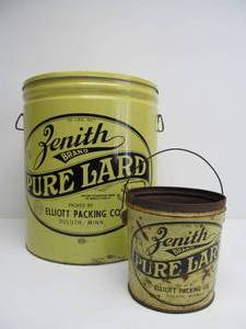 lot 163 image: VintageAntique ZENITH Pure Lard Advertising Cans - Duluth, Minn