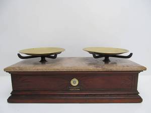 lot 164 image: Beautiful Antique Henry Troemner Marble Top Balance Counter Scale