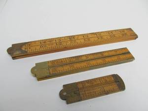 lot 180 image: Nice Lot of 3 Antique Boxwood Folding Rulers