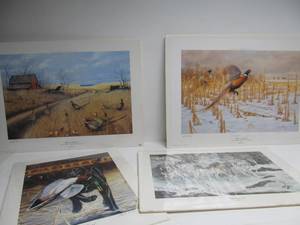 lot 191 image: 4 unframed Signed Numbered Wildlife Prints