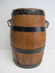 lot 237 image: Vintage Oak Barrel wMetal Straps