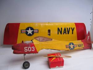lot 240 image: Large Vintage RC Model Airplane wDriver & Engine